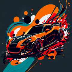 Car, race, motor, sports, illustration, cartoon, speed