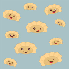a pattern with illustration of dumplings is suitable for a pattern on a package with dumplings