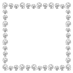 桜並木のフレーム　1色　正方形