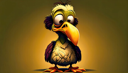 Dopey and goofy dodo bird, extinct bird with a modern look recreated by generative AI - obrazy, fototapety, plakaty