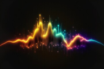Abstrakter Hintergrund mit Soundwelle. Musik darstellung in Abstrakter Neon Kunst.
