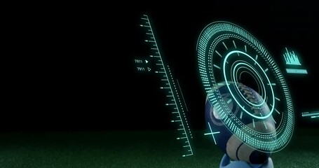 Animation of scope scanning and data processing over rugby ball