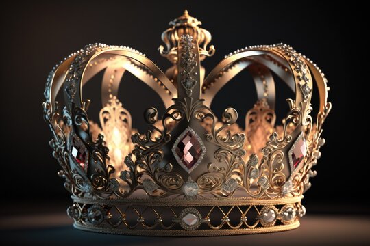 king crown with gold and diamonds, luxury concept, generative ai