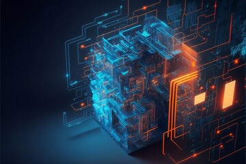 Blockchain Krypto Technologie der Zukunft, Proof of Work, Peer to Peer Netzwerk. Kommunikation und Daten Speichern.
