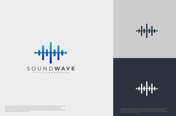 Music sound waves symbols. Audio icon, voice equalizer pulse element idea. Modern creative logo vector template. - obrazy, fototapety, plakaty