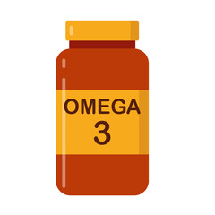 simple flat brown vitamin drug bottle with yellow lable omega 3