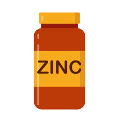 simple flat brown vitamin drug bottle with yellow lable zinc