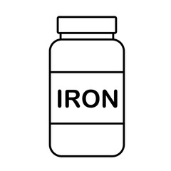simple flat black line vitamin drug bottle with yellow lable iron