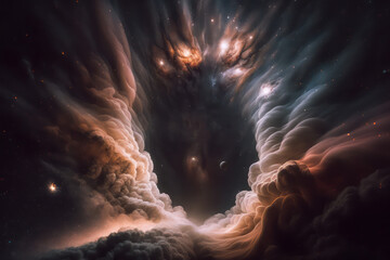 Galaxy space scene nebula clouds universe concept art generative ai
