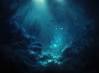 fish and other underwater creatures swimming in a coral ocean reef