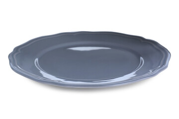 Empty light gray ceramic plate isolated on white