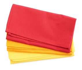 Fabric napkins for table setting isolated on white, top view