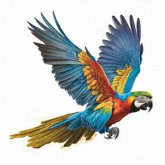 Rainbow Macaw Mid Flight, In Flight, Illustration, Generative AI