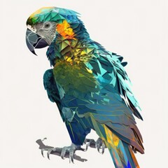 Multi Color Fractal Hyperreal Macaw Illustration, Generative AI