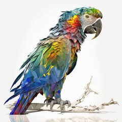 Fototapeta premium Multi Color Fractal Hyperreal Macaw Illustration, Generative AI