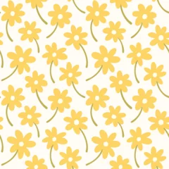 Gordijnen Seamless pattern with decorative doodle flowers, vector illustration © irenemuse