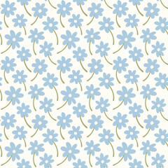 Seamless pattern with decorative doodle flowers, vector illustration