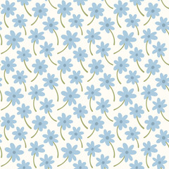 Seamless pattern with decorative doodle flowers, vector illustration