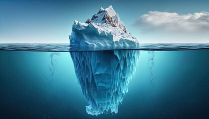 iceberg model in polar regions which shows a big hidden potential beneath the surface created with generative ai	