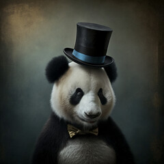 Obraz premium panda bear with a hat