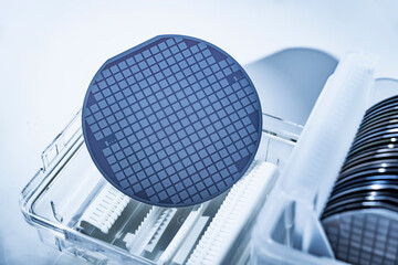 patterned silicon wafers in a universal pod. Electronic circuit designs have been built onto the...