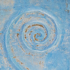 Fototapeta na wymiar Blue concrete with swirl design texture