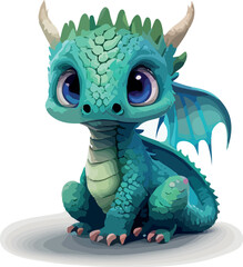 Cute green dragon vector illustration