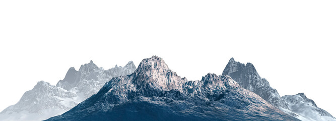 Fototapeta na wymiar Snowy mountains Isolated on white background 3d illustration