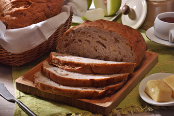 cheese walnut bread on a cutting board  