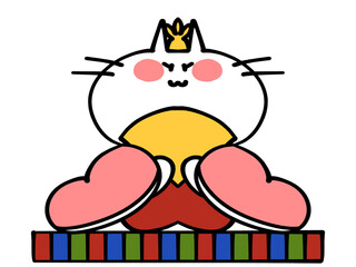 ひな祭りのお雛様にゃんこイラスト素材