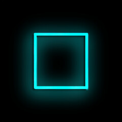 Neon blue, square frame, black background, glowing, simple, sign, empty frame