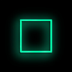 Neon green, square frame, black background, glowing, simple, sign, empty frame
