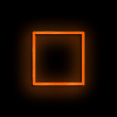 Neon orange, square frame, black background, glowing, simple, sign, empty frame