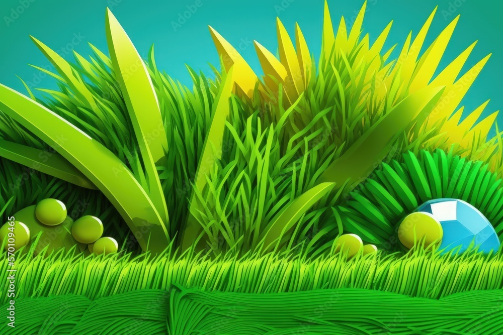 Poster natural background with artificial grass in green. generative ai