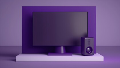 Purple Minimalist 3d podium. Product stage in a frontal view, to make your products stand up. AI generative. 