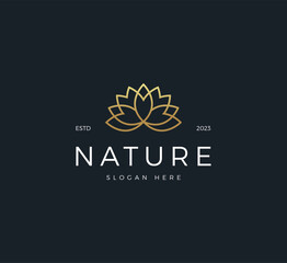 Luxury and Elegant Nature lotus flower logo design