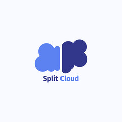 Cloud logo split in half.