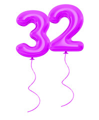 32 Purple Balloon Number