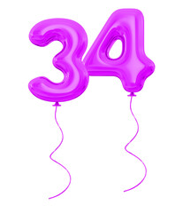34 Purple Balloon Number