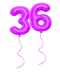 36 Purple Balloon Number