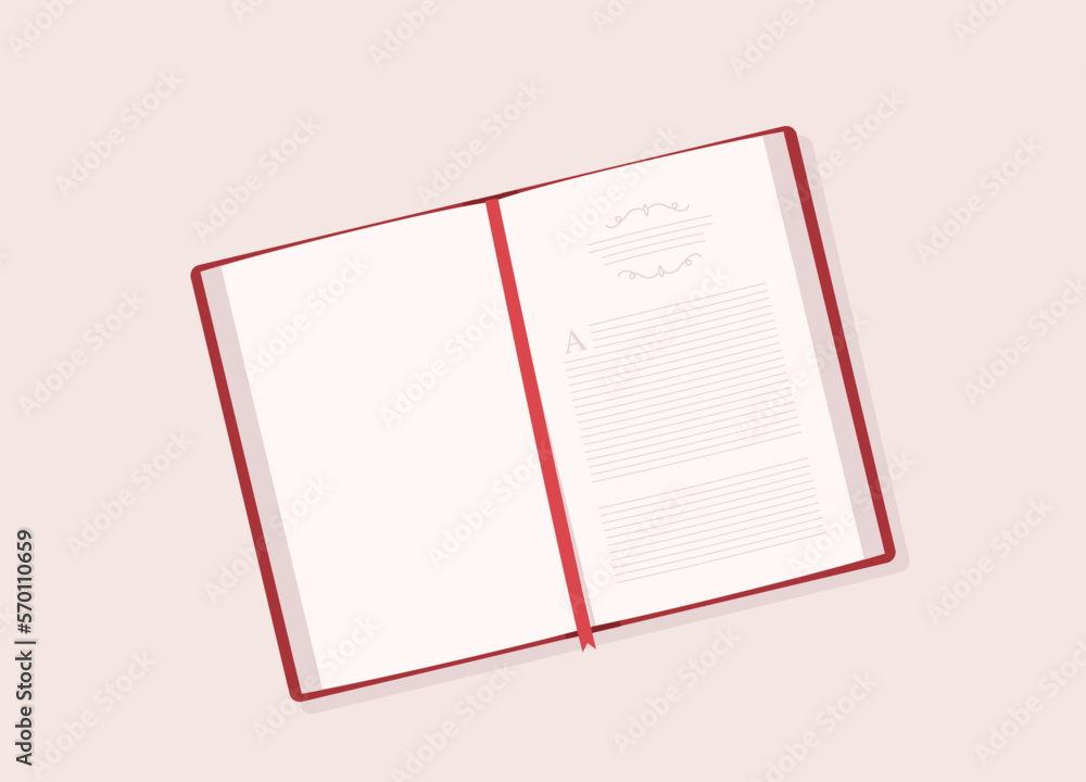 Poster top view of a book with open pages.
