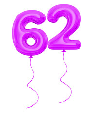 62 Purple Balloon Number