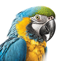 Obraz premium Blue Macaw Portrait High-Resolution Digital Illustration, Transparent Background, Generative AI
