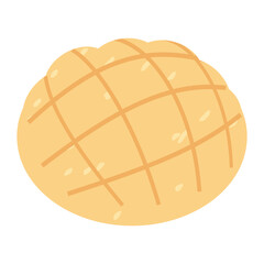 ふっくらしたメロンパンのシンプルイラスト