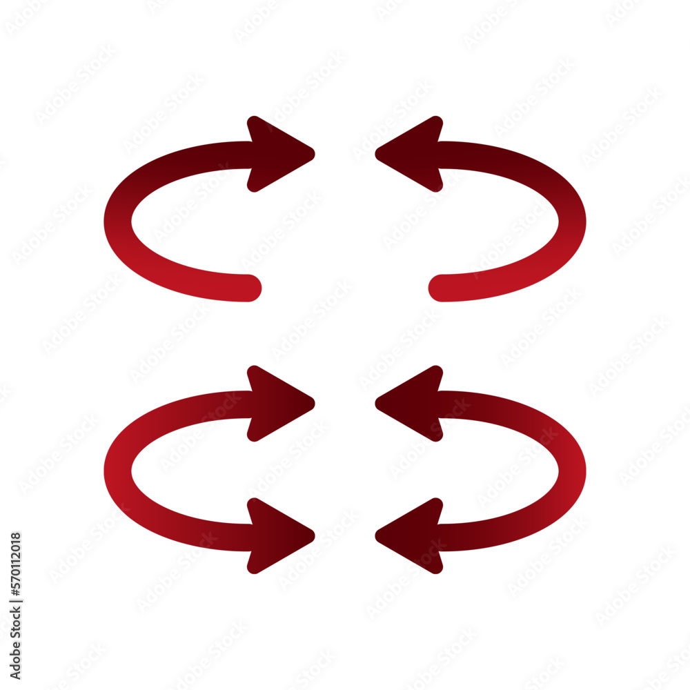 Poster flat button with red recycle arrows. circle spin set. vector illustration.