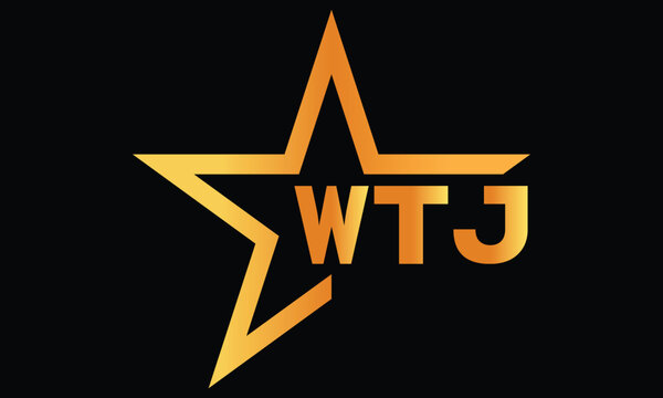 WTJ golden luxury star icon three letter logo design vector template. royal logo | luxury logo | jewelry logo | premium logo | iconic logo | Victoria logo |	