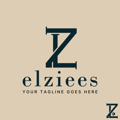 Logo design graphic concept creative abstract premium free vector stock letter LZ or ZL serif font with connected cut. Related to monogram or initial - obrazy, fototapety, plakaty