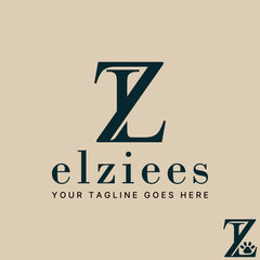 Logo design graphic concept creative abstract premium free vector stock letter ZL or LZ serif font with connected cut. Related to monogram or initial - obrazy, fototapety, plakaty