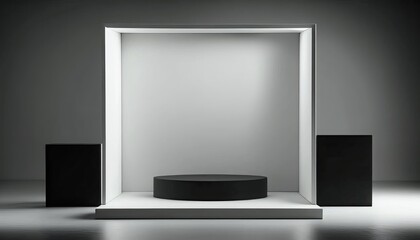 Minimalist 3d podium. Product stage in a frontal view, to make your products stand up. AI generative. 