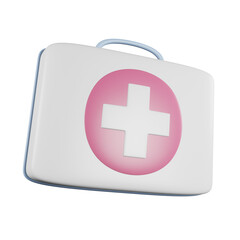 Obraz premium 3D First Aid Kit Bag Icon Transparent Background